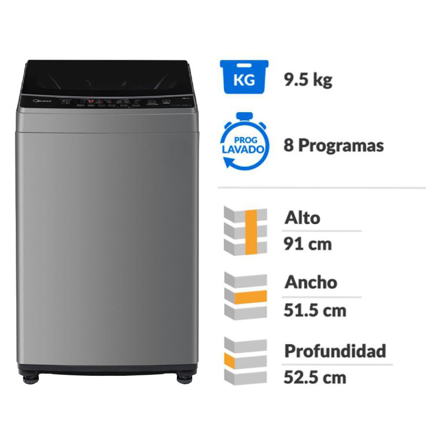 Lavadora Midea MLS-095GE04N / 9.5 Kg image number 1.0